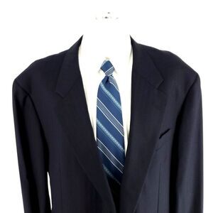 Hickey Freeman Bespoke Wool 2 Button‎ Blazer 46R Blue Herringbone